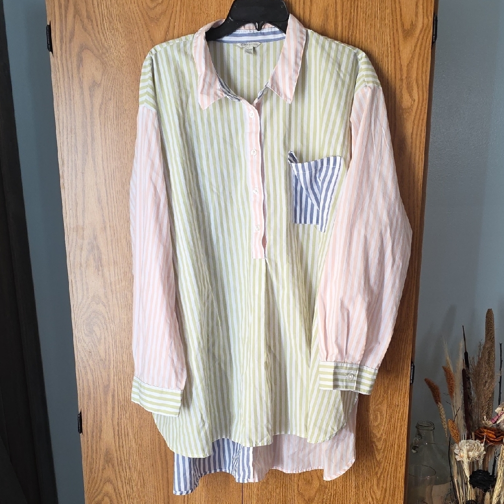 Cato Green and White Striped Shirt
